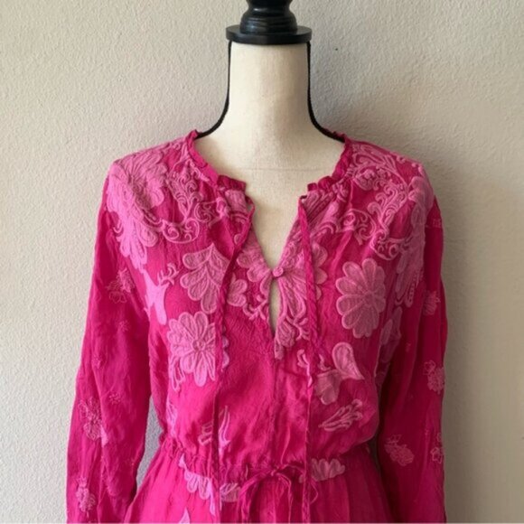 NWT Johnny Was Daisy Leonna Pink Floral Midi Dress - Picture 8 of 12